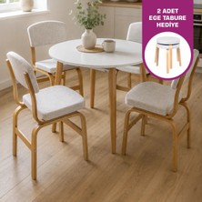 Vilinze Ege Sandalye Avanos Yuvarlak Ahşap Mutfak Masası Takımı - 90X90 cm