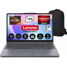 Lenovo Ideapad Slim 3 Amd Ryzen 7 170 16GB 1tb SSD Windows 11 Pro 15.3" Amd Radeon™ 680M Taşınabilir Bilgisayar 83K700PSTR + Snertech Çanta