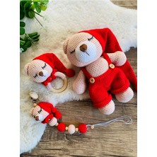 Adenya Amigurumi Örgü Masal Ayıcık Üçlü Set-Kırmızı