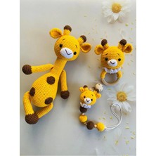 Adenya Sepeti Sarı Zürafa Üçlü SET–30CM Oyun&uyku Arkadaşı+Diş Kaşıyıcılı Çıngırak+Emzik Zinciri