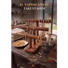 Myend Doğal Ahşap Takı ve Kolye Standı El Yapımı Kolye Bileklik Saat Organizeri