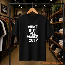 Playwear What Works Baskılı %100 Pamuk Oversize Bol Regular Fit Bisiklet Yaka T-Shirt