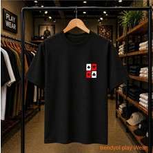 Playwear Iskambil K Baskılı %100 Pamuk Oversize Bol Regular Fit Bisiklet Yaka T-Shirt