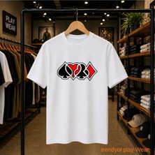 Playwear Kupa Dokuz Baskılı %100 Pamuk Oversize Bol Regular Fit Bisiklet Yaka T-Shirt