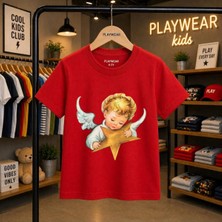 Playwear Baby Melek Baskılı %100 Çocuk Unisex T-Shirt 5 6 -7 8-9 10 -11 12 Yaş
