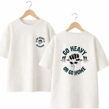 Playwear Go Heavy Sırt ve Ön Gögüs Baskılı %100 Pamuk Oversize Bol Regular Fit Bisiklet Yaka T-Shirt