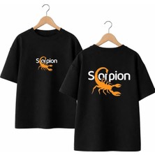 Playwear Scorpion Sırt ve Ön Gögüs Baskılı %100 Pamuk Oversize Bol Regular Fit Bisiklet Yaka T-Shirt