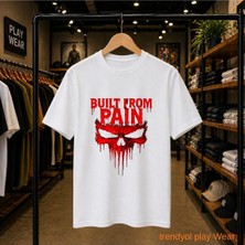 Playwear Paın Gögüs Baskılı %100 Pamuk Oversize Bol Regular Fit Bisiklet Yaka T-Shirt