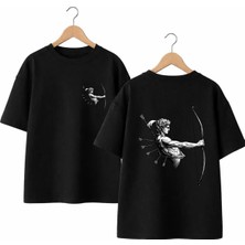 Playwear Ok Yay Sırt ve Ön Gögüs Baskılı %100 Pamuk Oversize Bol Regular Fit Bisiklet Yaka T-Shirt
