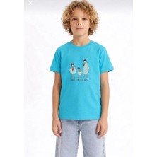 Playwear Three French Hens Baskılı %100 Pamuk Bisiklet Yaka Çocuk Unisex T-Shirt 5 6 -7 8-9 10 -11 12 Yaş