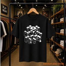 Playwear Beter You Yazı Gögüs Baskılı %100 Pamuk Oversize Bol Regular Fit Bisiklet Yaka T-Shirt