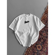 Targa Lina Kadın Baskılı Oversize T-Shirt - Beyaz