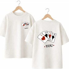 Playwear Love Iskambil Baskılı %100 Pamuk Oversize Bol Regular Fit Bisiklet Yaka T-Shirt
