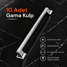 Badem10 10 Adet Gama 224 mm Krom Kulp Metal Mutfak Dolabı Mobilya Çekmece Dolap Kulpları Kapak Kulbu Kulpu