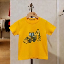 Playwear Kepçe Baskılı %100 Pamuk Bisiklet Yaka Çocuk Unisex T-Shirt 5 6 -7 8-9 10 -11 12 Yaş