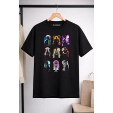 Playwear Play Wear Unisex Bol Kalıp Demon Slayer Baskılı Siyah Tişört - Tshirt