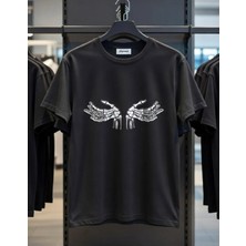 Playwear Play Wear Unisex Bol Kalıp Iskelet El Dua Bisiklet Yaka Baskılı T-Shirt