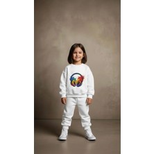Playwear Takım Sweatshirt Kulaklık Baskılı Kız Erkek Çocuk Bisiklet Yaka3 4-5-6-7-8-9-10-11-12YAŞ