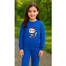 Playwear Takım Sweatshirt Noal Kedi Baskılı Kız Erkek Çocuk Bisiklet Yaka3 4-5-6-7-8-9-10-11-12YAŞ