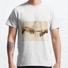 Zokawear Bol Kalıp Unisex Michelangelo Buonarroti Hand Of God The Creation Of Adam Tasarım Baskılı Tshirt