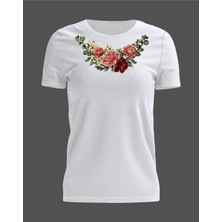 Gadali Unisex Halı Görünümlü Çiçek Motifi Baskılı Günlük T-Shirt