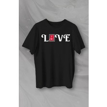 U&e Store Sevgililer Günü Için Özel Tasarım Love Baskılı T-Shirt - Siyah