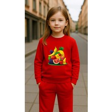 Playwear Çocuktakım Sweatshirt Meyveler Baskılı Kız Erkek Çocuk Bisiklet Yaka3 4-5-6-7-8-9-10-11-12YAŞ