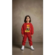 Playwear Takım Sweatshirt Babam Gibi Baskılı Kız Erkek Çocuk Bisiklet Yaka3 4-5-6-7-8-9-10-11-12YAŞ