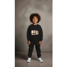 Playwear Takım Sweatshirt Tv Baskılı Kız Erkek Çocuk Bisiklet Yaka3 4-5-6-7-8-9-10-11-12YAŞ