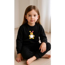 Playwear Çocuktakım Sweatshirt Saat Baskılı Kız Erkek Çocuk Bisiklet Yaka3 4-5-6-7-8-9-10-11-12YAŞ
