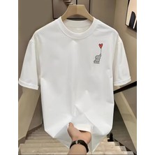 Oneagılyazı Zarif Sevimli Fil ve Kalp Baskılı T-Shirt