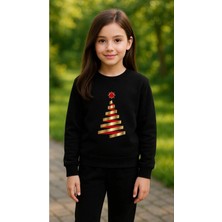Playwear Takım Sweatshirt Sarı Kurdele Yıldız Baskılı Kız Erkek Çocuk Bisiklet Yaka3 4-5-6-7-8-9-10-11-12YAŞ