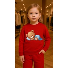 Playwear Çocuktakım Sweatshirt Uykucu Ayı Baskılı Kız Erkek Çocuk Bisiklet Yaka3 4-5-6-7-8-9-10-11-12YAŞ