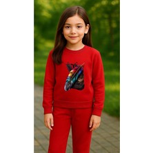 Playwear Takım Sweatshirt Tüy Baskılı Kız Erkek Çocuk Bisiklet Yaka3 4-5-6-7-8-9-10-11-12YAŞ