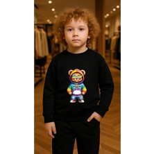 Playwear Çocuktakım Sweatshirtr Renkli Ayı Baskılı Kız Erkek Çocuk Bisiklet Yaka3 4-5-6-7-8-9-10-11-12YAŞ
