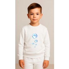 Playwear Çocuktakım Sweatshirt Su Damla Baskılı Kız Erkek Çocuk Bisiklet Yaka3 4-5-6-7-8-9-10-11-12YAŞ