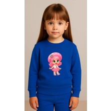 Playwear Çocuk Takım Sweatshirt Pembe Barbie Baskılı Kız Erkek Çocuk Bisiklet Yaka3 4-5-6-7-8-9-10-11-12YAŞ