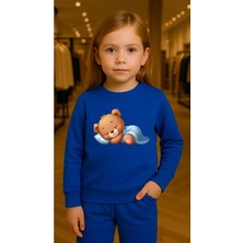 Playwear Çocuktakım Sweatshirt Uykucu Ayı Baskılı Kız Erkek Çocuk Bisiklet Yaka3 4-5-6-7-8-9-10-11-12YAŞ