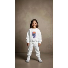 Playwear Takım Sweatshirt Uzaylı Tilki Baskılı Kız Erkek Çocuk Bisiklet Yaka3 4-5-6-7-8-9-10-11-12YAŞ