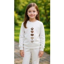 Playwear Takım Sweatshirt Kalp V1 Baskılı Kız Erkek Çocuk Bisiklet Yaka3 4-5-6-7-8-9-10-11-12YAŞ