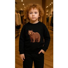 Playwear Çocuktakım Sweatshirt Bear Baskılı Kız Erkek Çocuk Bisiklet Yaka3 4-5-6-7-8-9-10-11-12YAŞ