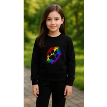 Playwear Takım Sweatshirt Padi V2 Baskılı Kız Erkek Çocuk Bisiklet Yaka3 4-5-6-7-8-9-10-11-12YAŞ