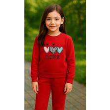 Playwear Çocuktakım Sweatshirt Mavi Love Baskılı Kız Erkek Çocuk Bisiklet Yaka3 4-5-6-7-8-9-10-11-12YAŞ