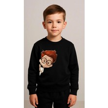 Playwear Çocuktakım Sweatshirt Gözlüklü Çocuk Baskılı Kız Erkek Çocuk Bisiklet Yaka3 4-5-6-7-8-9-10-11-12YAŞ