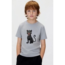Moda Playwear Çıta Baskılı %100 Pamuk Regular Fit Bisiklet Yaka Çocuk Unisex T-Shirt