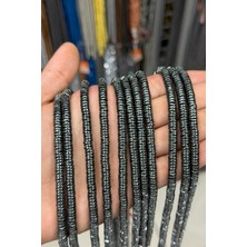 Uçar Doğal Taş Hematit Taşı Rondela Kesim Parlak Füme 6x1mm Doğal Taş Dizi
