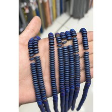 Uçar Doğal Taş Hematit Taşı Rondela Kesim Mat Mavi 8x3mm Doğal Taş Dizi
