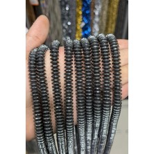 Uçar Doğal Taş Hematit Taşı Rondela Kesim Parlak Füme 10x3mm Doğal Taş Dizi