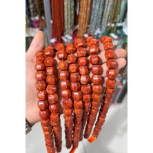 Uçar Doğal Taş Çim Mercan Taşı Parlak Kırmızı 13x13mm Doğal Taş Dizi [AA]