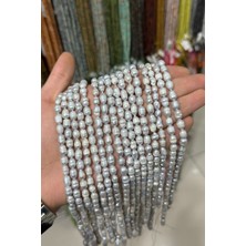 Uçar Doğal Taş İnci Parlak Gri 5x6mm Doğal Taş Dizi [AB]